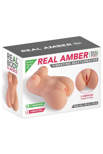 Мастурбатор мини-торс с вибрацией Real Body Real Amber