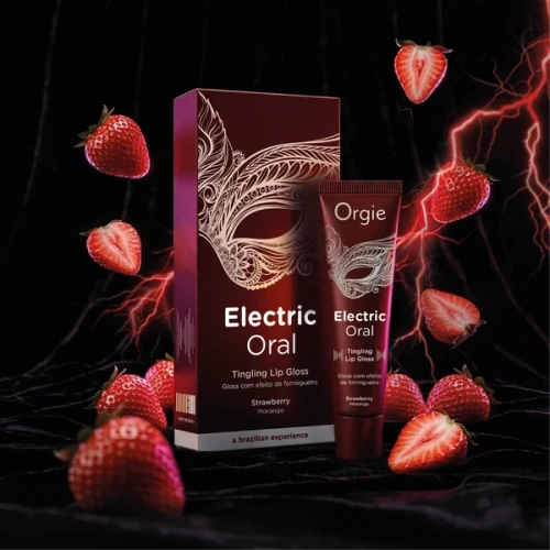 Виброблеск для губ Orgie Electric Oral Lips Gloss Strawberry, 10 мл (клубника)