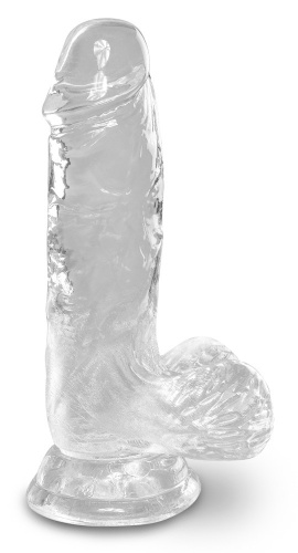 Pipedream King Cock Clear 5" Cock with Balls - Реалистичный фалоимитатор на присоске, 10.8х3.55 см, (прозрачный)