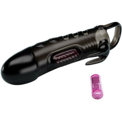LyBaile Pretty Love Sloane Vibro Penis Sleeve - Насадка на член, +2.5 см (чёрная)