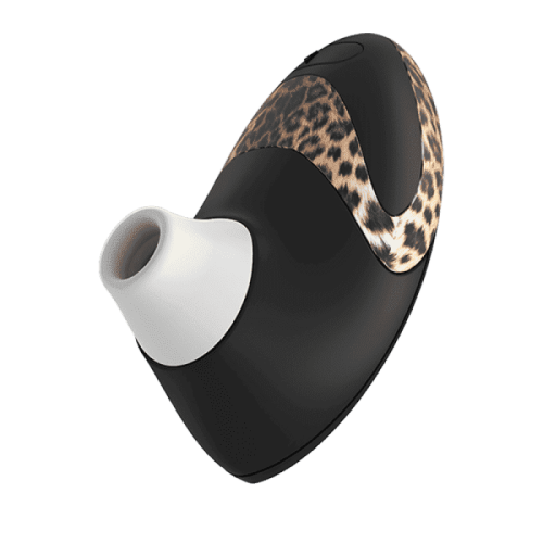Womanizer W500 - Вакуумный стимулятор клитора с кристаллом Swarovski, 12х6 см (чёрный с леопардом)