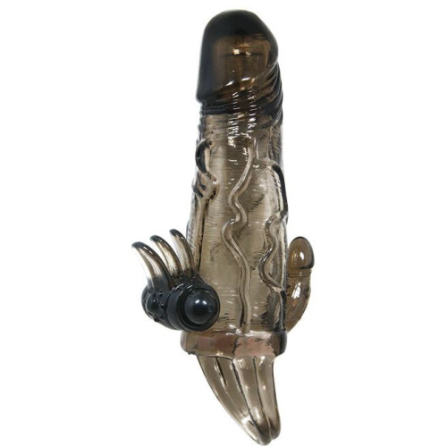 Baile Brave Men Vibro Penis Sleeve Black - Удлиняющая насадка с вибрацией, 14.7х3.7 см