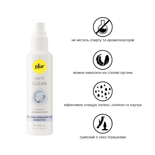 Pjur med Clean очищающий спрей для интимной гигиены и игрушек, 100 мл