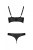 Passion Malwia Bikini - Комплект из эко-кожи: с люверсами и ремешками, бра и трусики, S/M (чёрный)