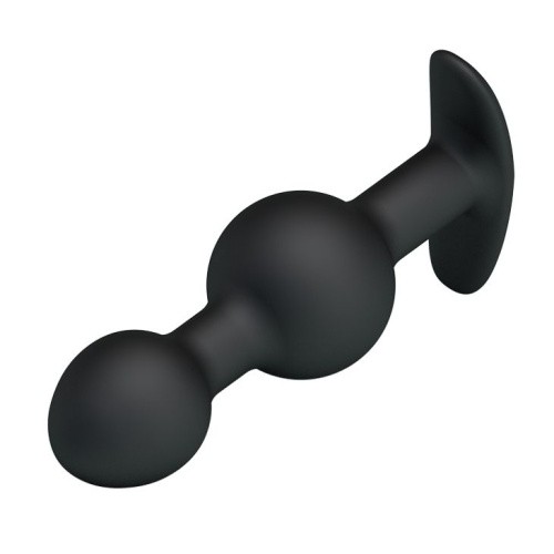 Pretty Love silicone Anal balls Black - Анальна пробка зі зміщеннями центрів ваги, 10,4х2.2-2.6 см (чорний) - купити в Києві, Україні