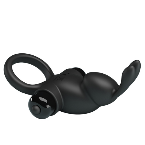 Pretty Love Vibro Penis Ring Rabbit I - Ерекційне кільце з вібрацією, 11.3х2.8 см (чорний) - купити в Києві, Україні