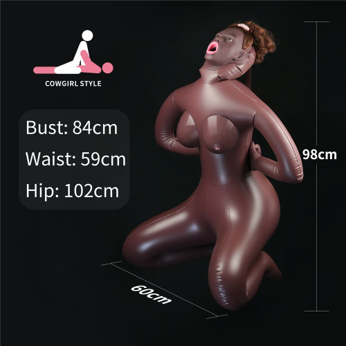 LoveToy Cowgirl Style Love Doll - надувная секс кукла с 3 отверстиями в позе наездницы, 89 см (коричневый)