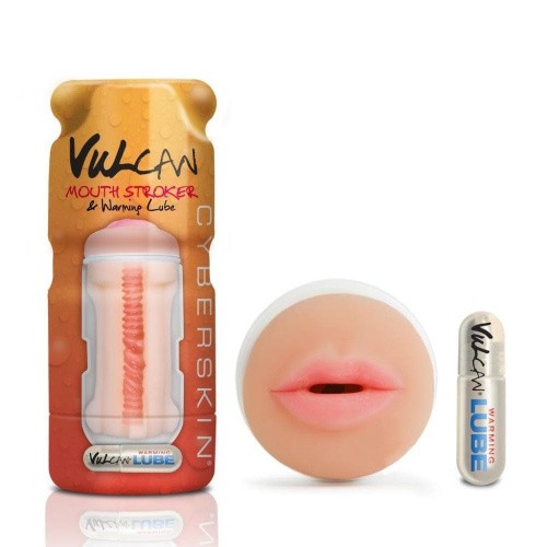Topco Sales Cyberskin Vulcan Mouth Stroker Warming Lube - реалистичный мастурбатор с эффектом минета, 16х6 см