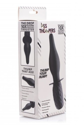 Ass Thumpers The Drop 10x Silicone Vibrating Thruster - анальный вибратор с рукояткой, 19.7 см (черный)