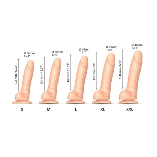Strap-On-Me Sliding Skin Realistic Dildo - Фаллоимитатор, 15 х 4.3 см, (XL) (телесный)