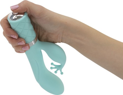 Pillow Talk Kinky Teal - роскошный вибратор-кролик с кристаллом Сваровски, 21 см (голубой)