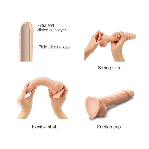 Strap-On-Me Sliding Skin Realistic Dildo - Фаллоимитатор, 15 х 4.3 см, (XL) (телесный)