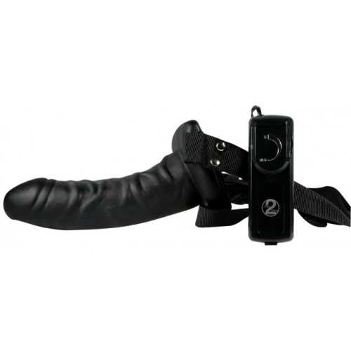 Orion Easy Rider Strap On Black - Красивый чёрный страпон с вибрацией, 16х4.5 см