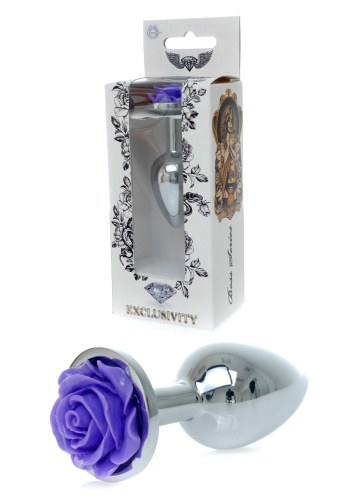 B-Series Jewellery Silver Plug Rose Purple - Анальная пробка, 7х2.7 см (фиолетовый)