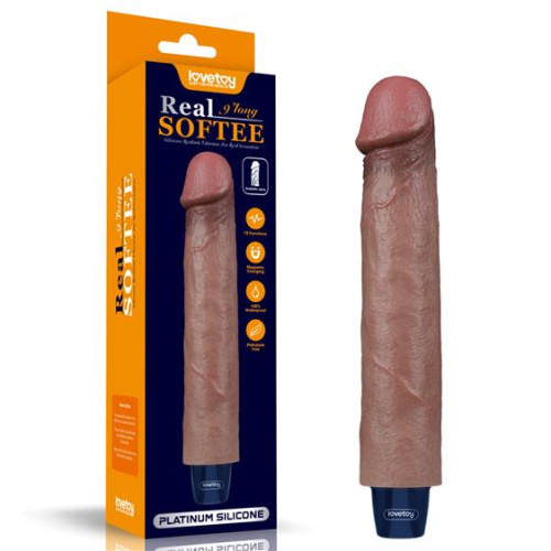 Реалистичный вибратор LoveToy Real Softee Rechargeable Silicone Vibrating Dildo 9", 22.8 см