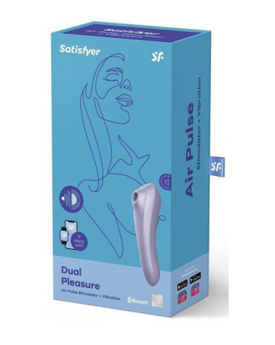 Satisfyer Dual Pleasure - Смарт вибратор и вакуумный стимулятор 2 в 1, 18х4.9 см (сиреневый)
