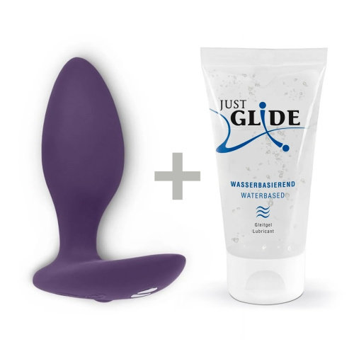 We-Vibe Ditto + Лубрикант 50 мл - смарт-пробка с дистанционным управлением, 8.8х3,1 см  (фиолетовый)