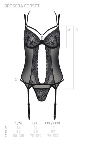 Корсет Passion DROSERA CORSET black, L/XL