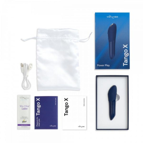 We-Vibe Tango X + Лубрикант 50 мл - потужний міні вібратор, 10х2.3 см, (синій) - купити в Києві, Україні