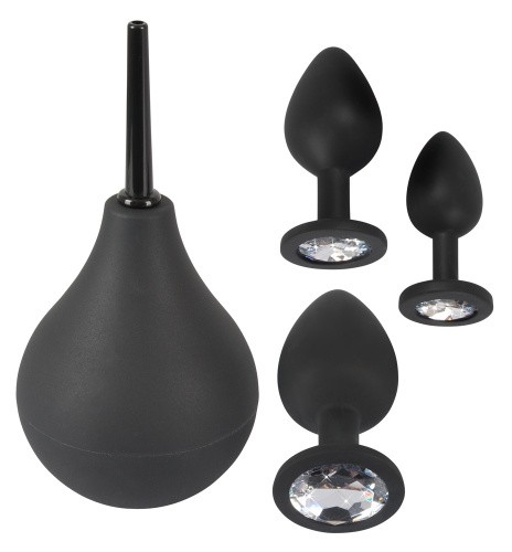 Orion Black Velvets Anal Kit - Набор для анальной стимуляции из 3 пробок и анального душа