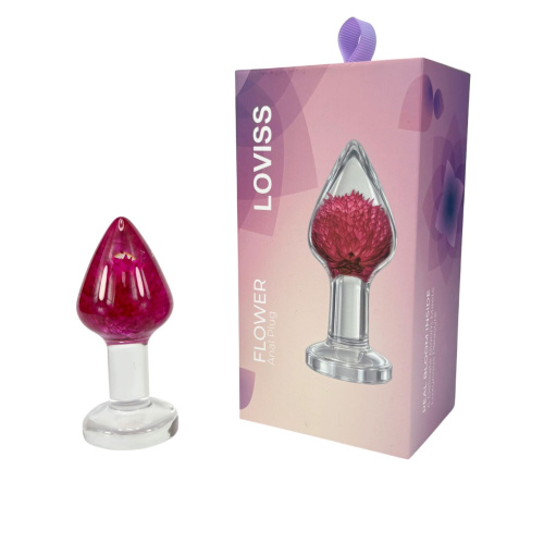 Анальная пробка Loviss Gomphrena Globosa с настоящим амарантом внутри
