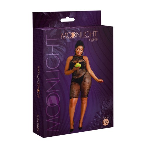 Moonlight Plus Model 06 Black - эротическое ажурное мини-платье, XL/XXXL (чёрный)