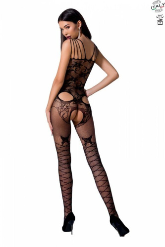 Passion BS076 - Ажурный бодистокинг с интимными вырезами, S-L (чорный)