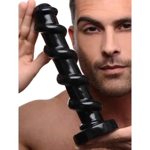 MC Mighty Screw 9.5 inch Dildo - ребристый фаллоимитатор с винтовой конструкцией, 24.13х5.7 см (чёрный)