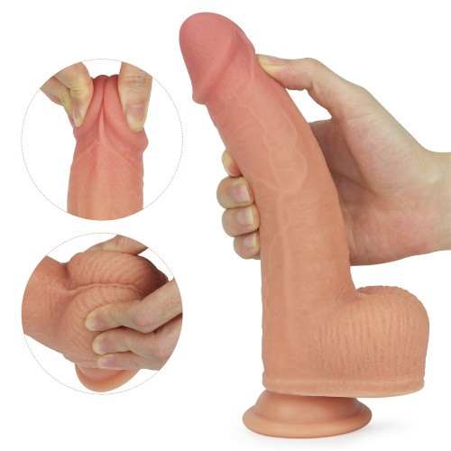 8.5" Dual Layer Silicone Rotating Nature Cock Anthony - Фаллоимитатор, 21,5 см (телесный)