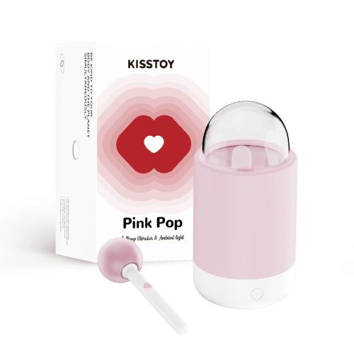 Вибратор-конфетка на палочке KISSTOY Pink Pop, зарядный кейс-ночник, 