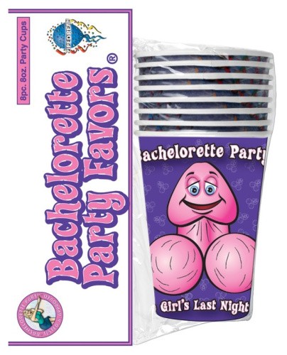 Pipedream Bachelorette Party Favours Cups - Бумажные стаканчики для девичника, 8 шт