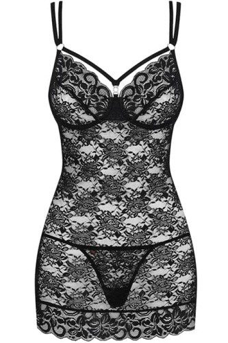 Комплект Obsessive 860-CHE-3 chemise (Черный, S/M)