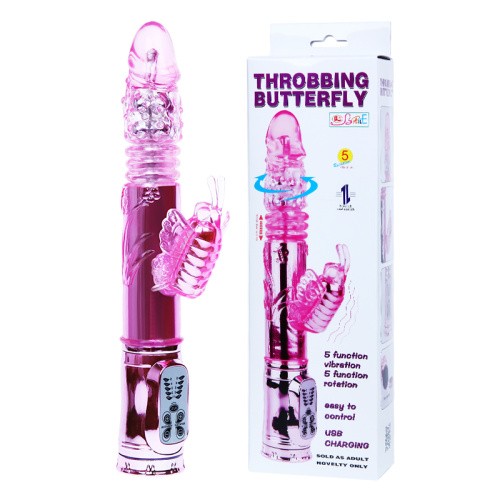 Baile Throbbing Butterfly - Вибратор с функцией ротации, 29х4 см (розовый)