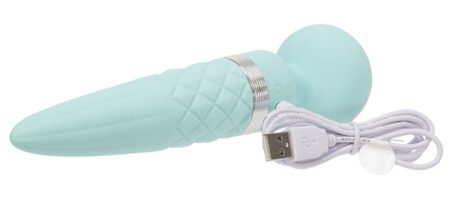 Pillow Talk Sultry Teal - вибромассажер с ротацией и подогревом, 21х2.8 см (голубой)