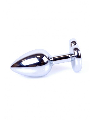 Boss Jewellery Silver  Heart PLUG Light Blue - Анальная пробка с кристаллом, 7х2.7 см (голубой)