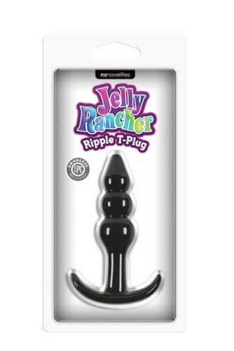 Ns Novelties Jelly Rancher T-plug Ripple - Анальная пробка, 7,6х3,2 см (черный)