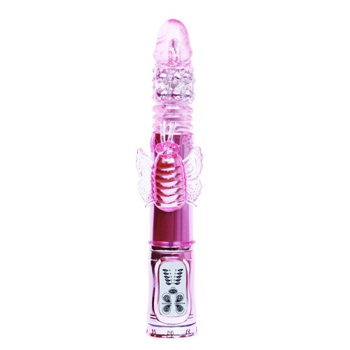 Baile Throbbing Butterfly - Вибратор с функцией ротации, 29х4 см (розовый)