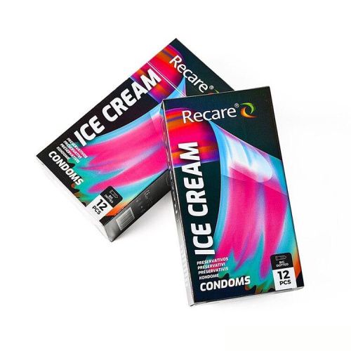 Holographic Recare Ice Cream Big Dotted Condoms 12 шт, с пупырышками