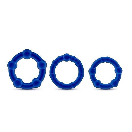 Stay Hard Beaded Cockrings - Набор эрекционных колец, 3 шт (синий)