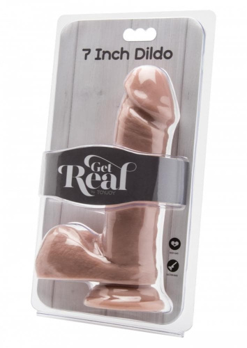 Get Real ToyJoy - Реалистичный фаллоимитатор с мошонкой и присоской, 16.5х4.5 см (телесный)