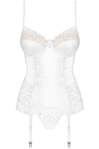 Obsessive 871-COR-2 corset - корсет с подвязками и стринги, L/XL (белый)