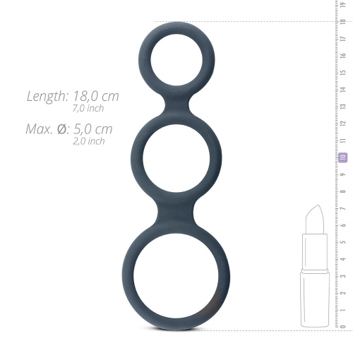 Boners Triple Cock Ring - Потрійне ерекційне кільце, (сірий) - купити в Києві, Україні
