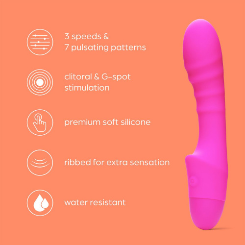 So Divine - Pash Ribbed G-spot Vibrator - Ребристый вибратор для точки G, 12.5х3.4 см (розовый)