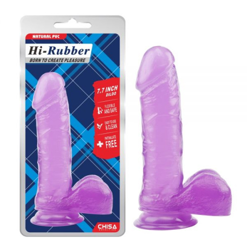 Hi-Rubber 7.7 Inch Dildo реалистичный фаллоимитатор с присоской, 19.5х4.5 см (фиолетовый)