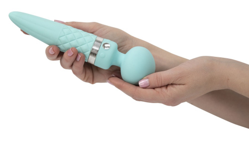 Pillow Talk Sultry Teal - вибромассажер с ротацией и подогревом, 21х2.8 см (голубой)