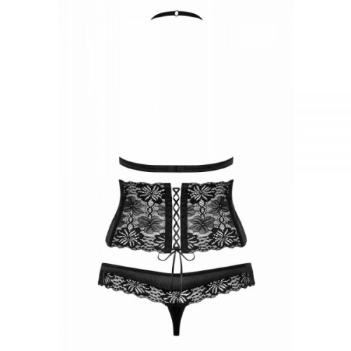 Obsessive 846-SEG-1 set - кружевной эротический комплект, S/M (чёрный)