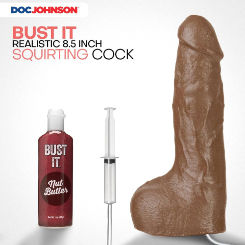 Кончающий фаллоимитатор Doc Johnson The Realistic Cock ULTRASKYN Squirting 9,5 Inch, 21,6 см