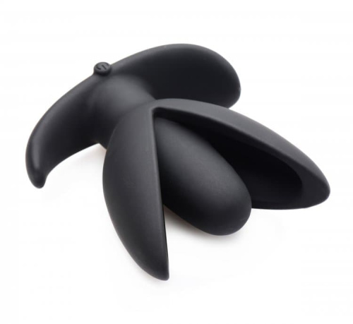Master Series Sprouted 10 Mode Rechargeable Silicone Anal Plug - анальная пробка с расширением и вибрацией, 10х7 см (чёрный)