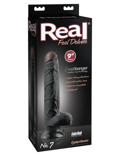 Pipedream Real Feel Deluxe №7 - Чрезвычайно реалистичный вибратор из киберкожи с присоской, 20х5.1 см (черный)