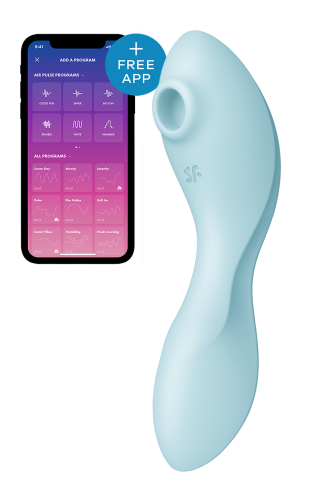 Satisfyer Curvy Trinity 5 - Вакуумный стимулятор с вибрацией, 16.5х4.6 см (голубой)